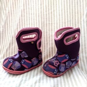 Baby bogs purple and pink owls size 4